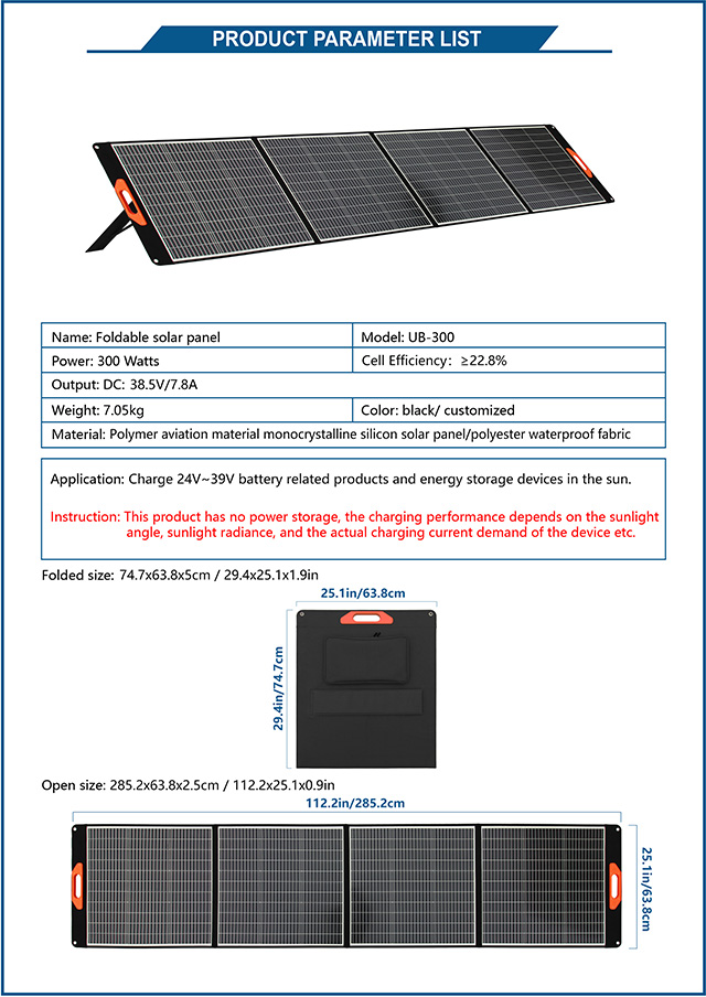  Panneau solaire en silicium monocristallin 300W, système photovoltaïque extérieur