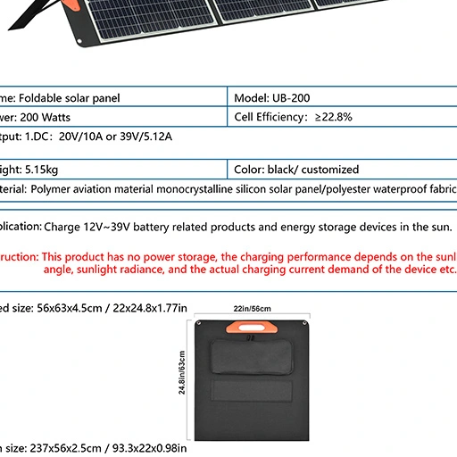 Panneau solaire pliable étanche 100W pour banque d'alimentation portable