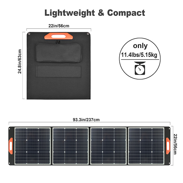 Panneau solaire portable alimenté par un moniteur solaire 200 W