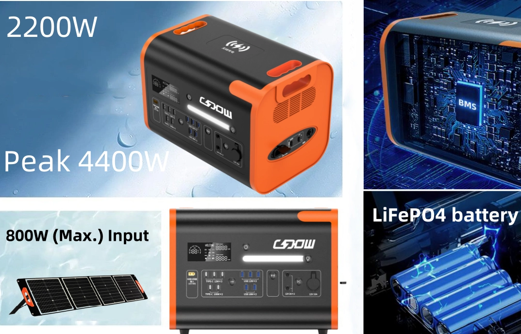 Fabricant bon prix utilisation extérieure batterie Lifepo4 Europe stockage d'énergie générateur de puissance solaire 2400w 3kw centrale électrique portable