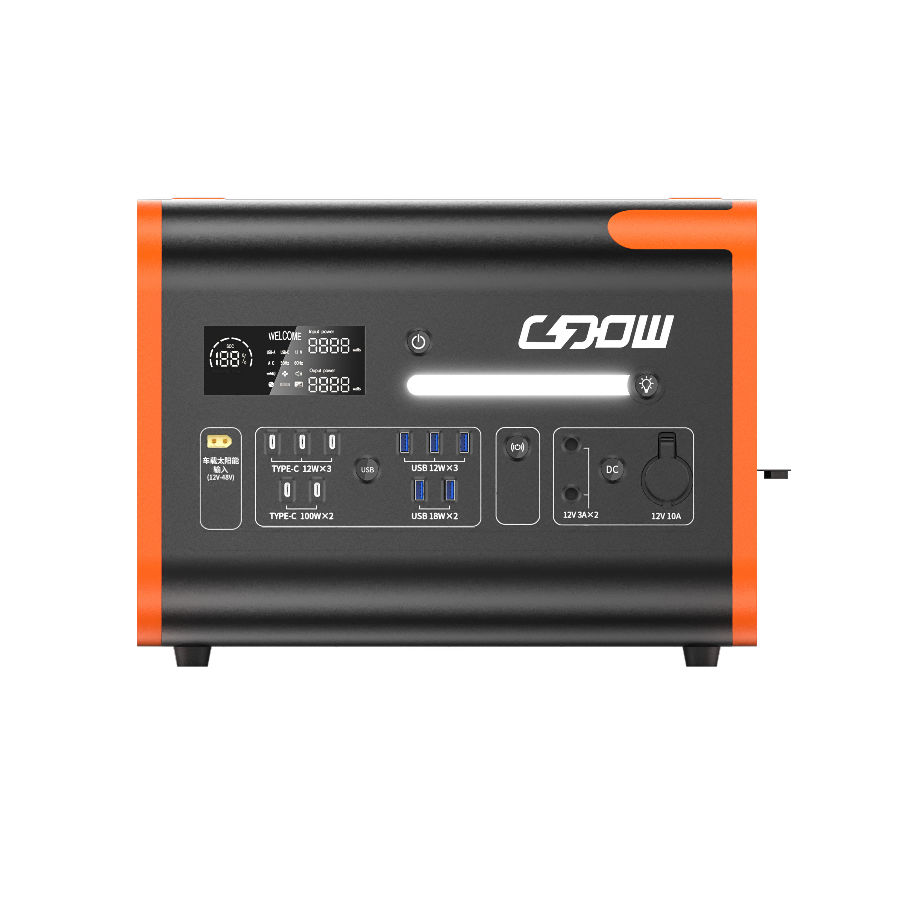 Centrale électrique solaire de secours portable, 2 200 W (2 048 Wh), pour la maison et le camping